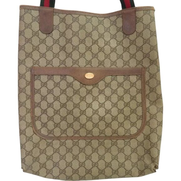 185242BR (L3) Gucci Tote Bag Sherry Line Brown PVC - Picture 1 of 14